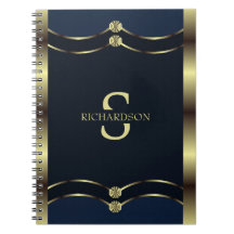 Monogrammat Guld och marin blå geometri