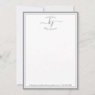Monogrammat lätt Grått från anteckningskortets skr Tack Kort