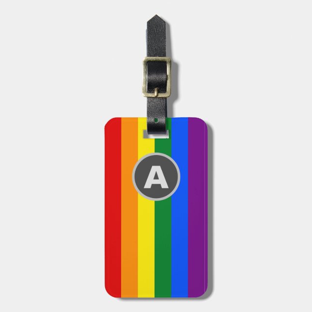 Monogrammat LGBTQ Rainbow Pride Flagga Luggage Bagagebricka (Vertikal Framsida)