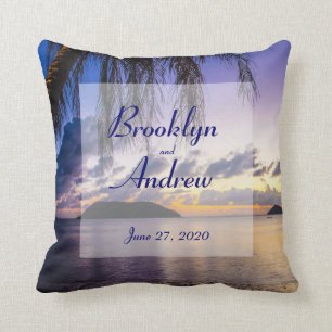 Monogrammat Lila Beach Wedding Pillows Kudde