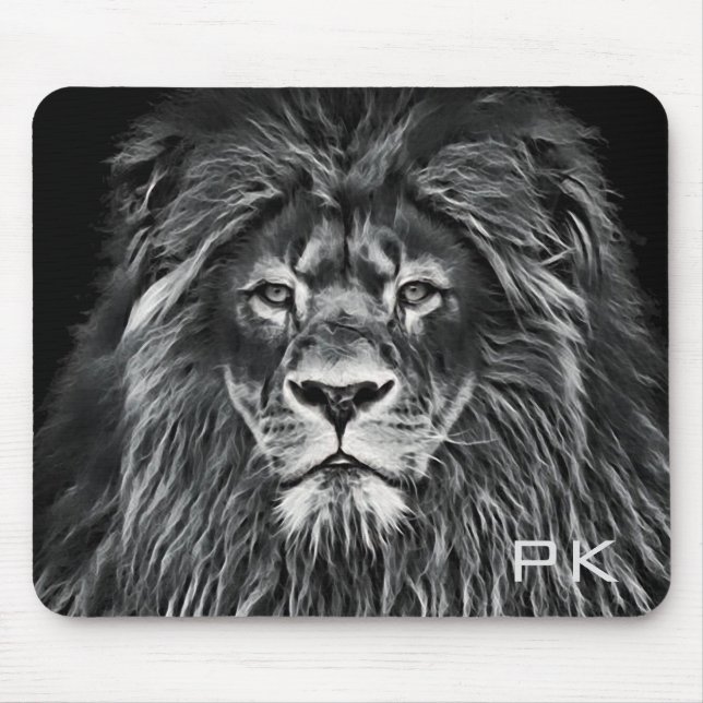 Monogrammat Majestic Grått Lejon Musmatta (Framsidan)