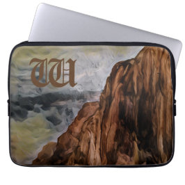 Monogrammat målning av Rocky mountains med vattenf Laptop Fodral