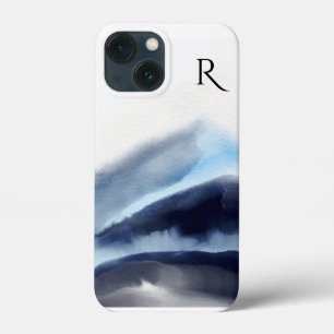 Monogrammat målning av vattenfärgsberg