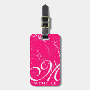 Monogrammat markerat Rosa Bagagebricka