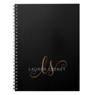 Monogrammat med modern svart Guld-latin Anteckningsbok
