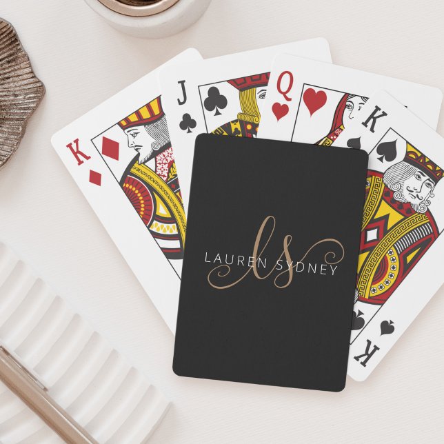 Monogrammat med modern svart Guld-latin Casinokort (Skapare uppladdad)