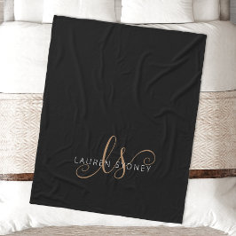 Monogrammat med modern svart Guld-latin Fleecefilt