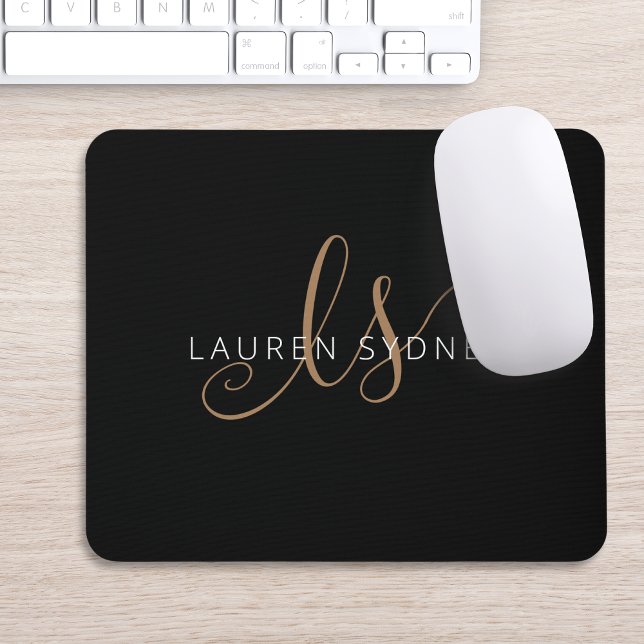 Monogrammat med modern svart Guld-latin Musmatta (Skapare uppladdad)