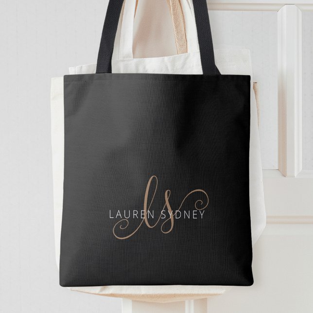 Monogrammat med modern svart Guld-latin Tygkasse (Skapare uppladdad)