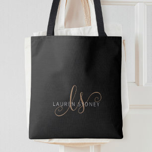 Monogrammat med modern svart Guld-latin Tygkasse