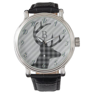 Monogrammat med trendig-belagt Hjort och Grått-st Armbandsur