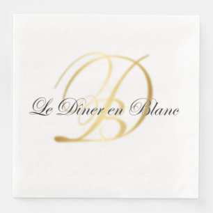 Monogrammat middagsknapkin för Middag en Blanc Pappersservett