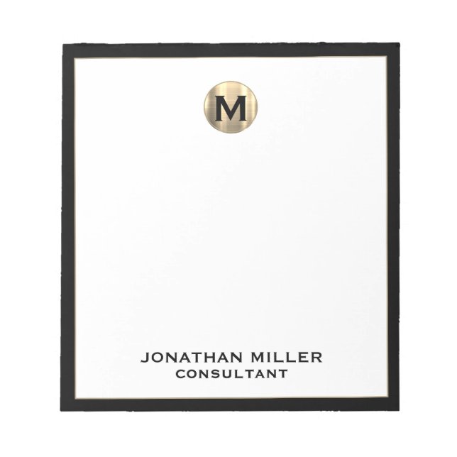 Monogrammat Minimalistiskt Anteckningsblock mellan (Framsida)