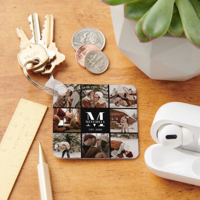 Monogrammat par fotokollage | Monogram Gift Nyckelring (Skrivbord)