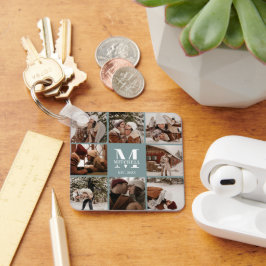 Monogrammat par fotokollage | Monogram-Grönt Nyckelring