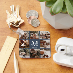Monogrammat par fotokollage Monogram Navy Nyckelring