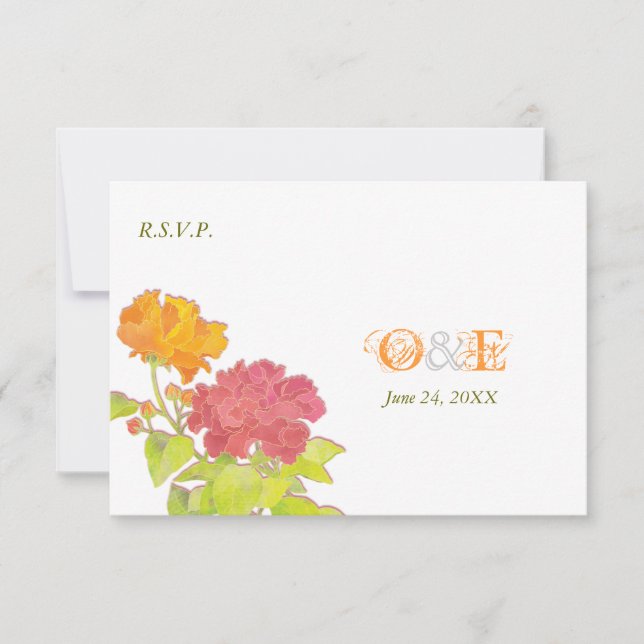 Monogrammat Peony-Bröllop OSA Card Kort (Framsida)