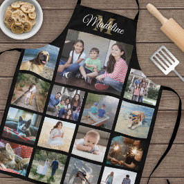 Monogrammat Photo Collage Grid Mönster Black Guld