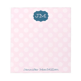 Monogrammat Preppy-Anteckningsblock, Rosa och mari Anteckningsblock