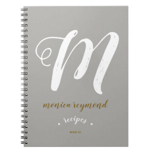 Monogrammat recept bok för kocken . grått anteckningsbok