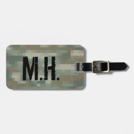 Monogrammat resgodsbagagemärke | Pixelkamouflage Bagagebricka