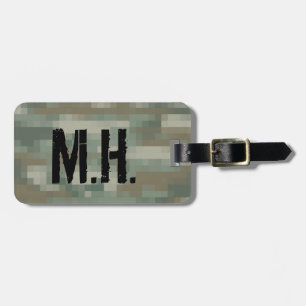 Monogrammat resgodsbagagemärke   Pixelkamouflage Bagagebricka