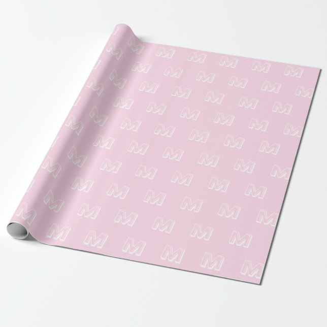 Monogrammat rosa, vitt anpassningsbar nummer mönst presentpapper (Utrullad)