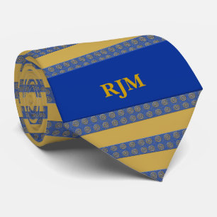 Monogrammat Royal Blue och Guld Rand Slips