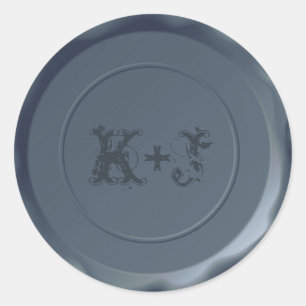 Monogrammat Royal Slate Bröllop kuvert Seal Runt Klistermärke