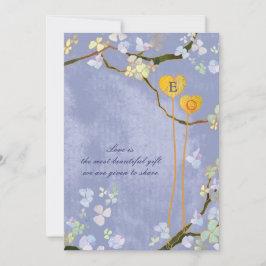 Monogrammat Rustic Blue-Landsbyggsbröllop Inbjudningar