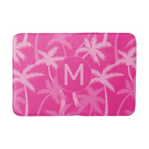 Monogrammat Shock rosa Träd Trendig Badrumsmatta