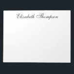 Monogrammat skript anteckningsblock<br><div class="desc">Det här 11 x 8, 5-anteckningsblocket med 40 sidor med ditt namn i ett vackert, modernt men traditionellt skript i svart är perfekt för att skriva anteckningar till kontorspersonal, familj och vänner! Du kommer att få kärlek att skjuta sak ner. Det är en underbar gåva till vilken framstående kvinna som...</div>