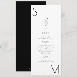 Monogrammat svart vitt bröllopsmeny julkort