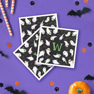 Monogrammat svopande Spöken & Fladdermus Halloween Pappersservett