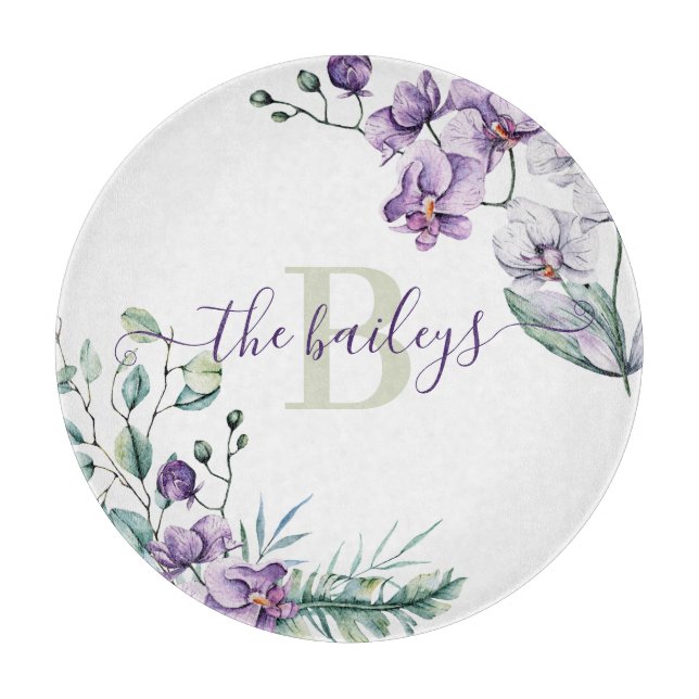 Monogrammat vattenfärg Orchid-skärningspunkt (Framsidan)