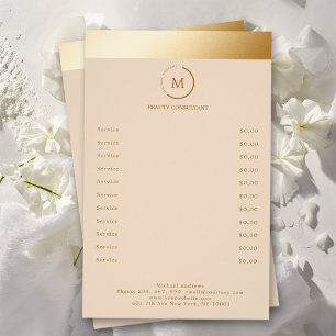 Monogrammcirkulär från Beige Guld Rand Flygblad