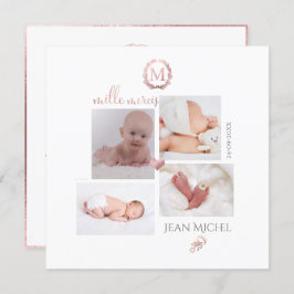 Monogramme de bricolage en D'or Remerciement Inbjudningar