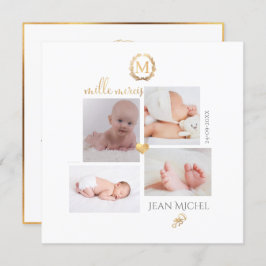 Monogramme de bricolage en D'or Remerciement kort