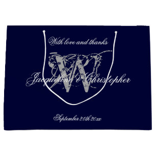 Monogramme Navy Blue and Silver Chic Bröllop