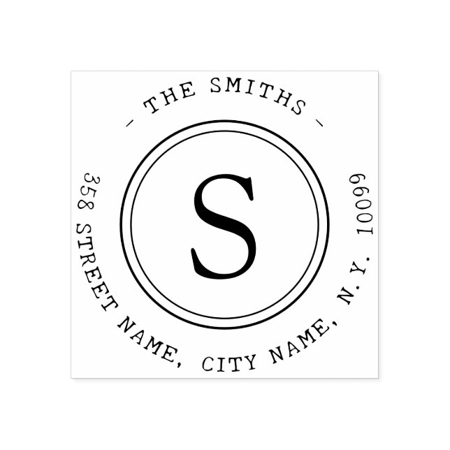 Monogramme Simple Nom de Famille Stämpel (Tryck)