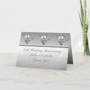 Monogrammed 25-årsdagen Silver Kort