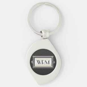 Monogrammed 3 Brev Executive Manar Personlig Swirl Silverfärgad Nyckelring