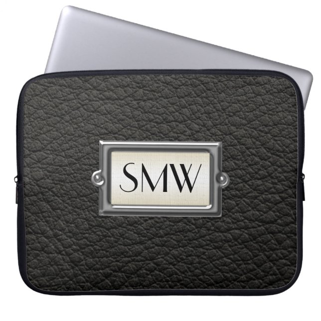 Monogrammed 3-Brevs Executive Manar Personlig Laptop Sleeve (Framsidan)