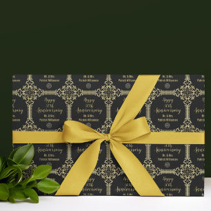 Monogrammed 50:e Bröllop-årsdagen Art Deco Presentpapper