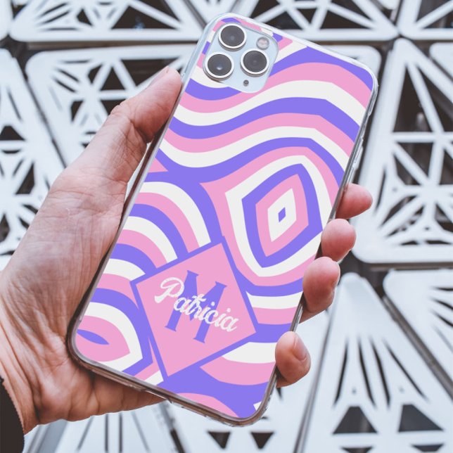Monogrammed 70-tal Groovy rosa & lila psychedelic (Skapare uppladdad)