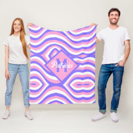 Monogrammed 70-tal Groovy rosa & lila psychedelic Fleecefilt