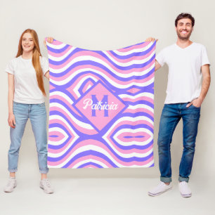 Monogrammed 70-tal Groovy rosa & lila psychedelic Fleecefilt