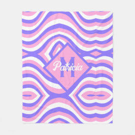 Monogrammed 70-tal Groovy rosa & lila psychedelic Fleecefilt