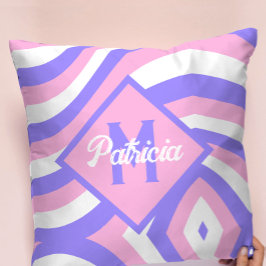 Monogrammed 70-tal Groovy rosa & lila psychedelic Kudde