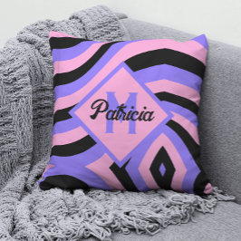 Monogrammed 70-talets rosa och lila psychedelic Bl Kudde